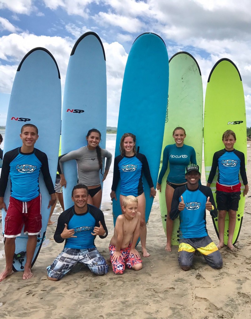 Family Surfing at Beach