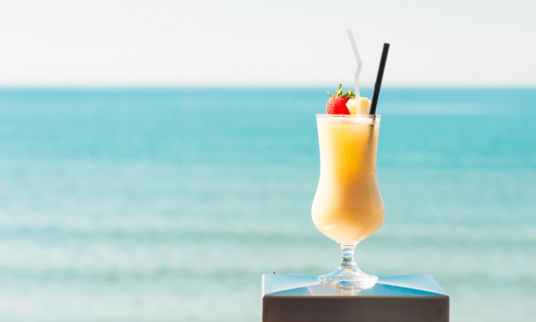 a pina colada on the beach